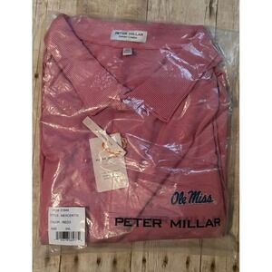 New Ole Miss Peter Millar Performance Polo Summer Comfort, Size 3XXL, Red Stripe